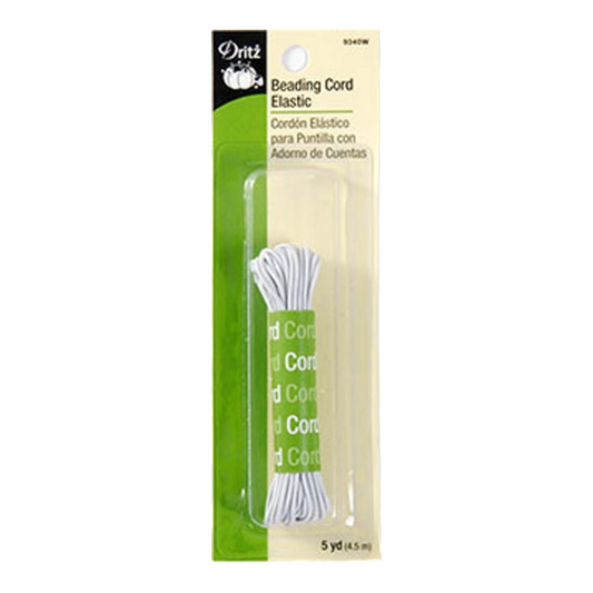 White Elastic Beading Cord - 5 Yds for garments, sewing and bag making projects