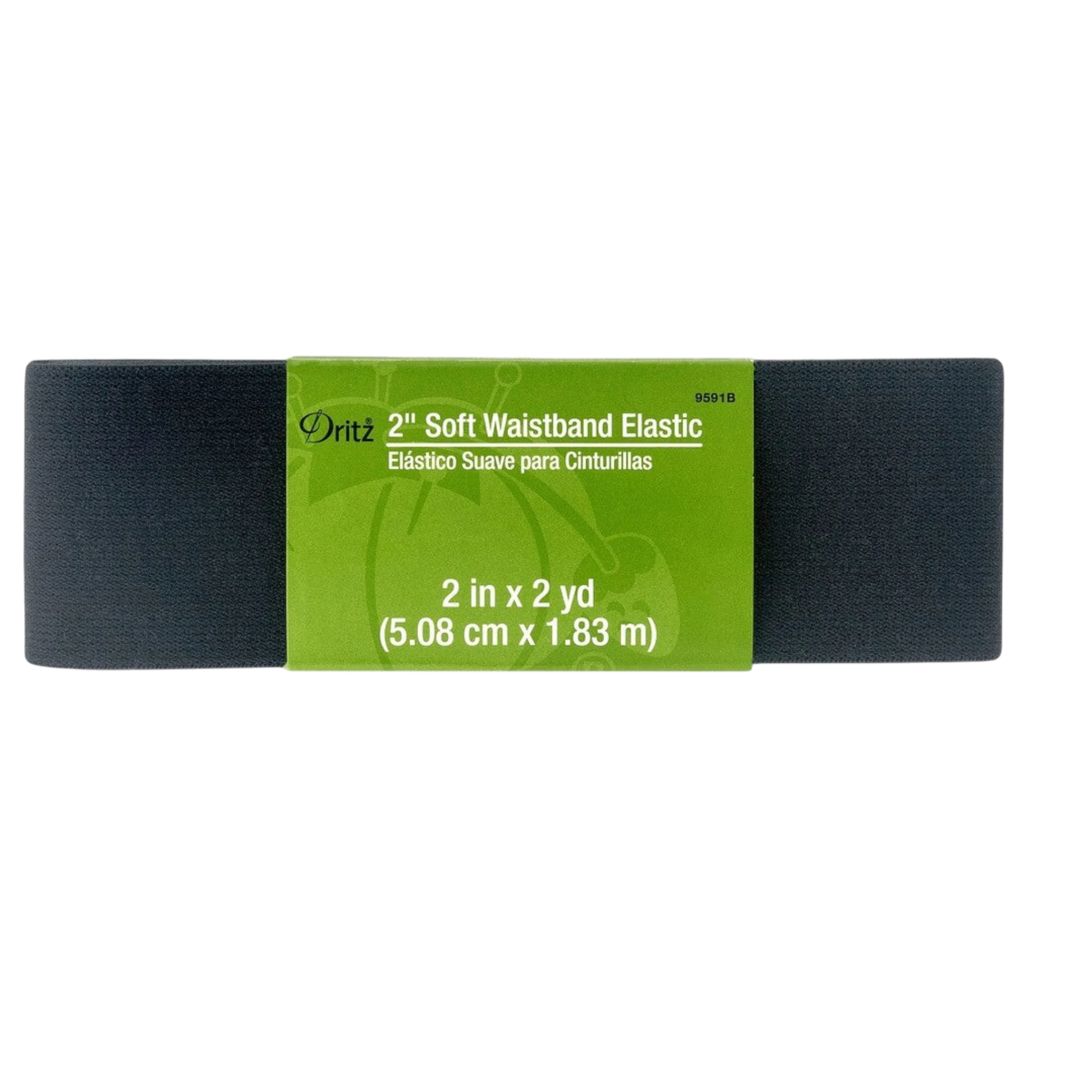 Soft Waistband Elastic BLACK - 38 mm x 2yds for garments, sewing and bag making projects