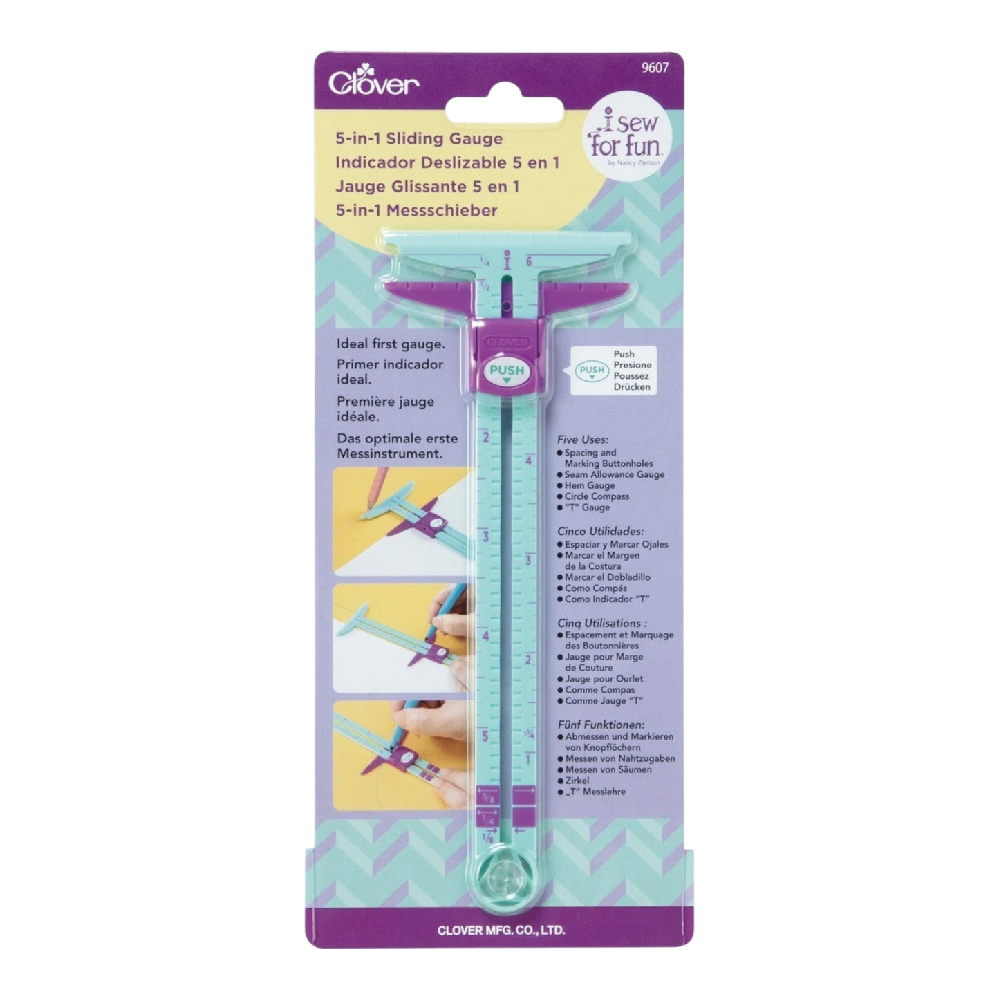 Clover I Sew For Fun 5-in-1 Sliding Gauge sewing and quilting product