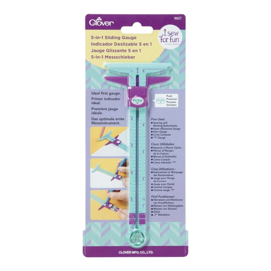 Clover I Sew For Fun 5-in-1 Sliding Gauge sewing and quilting product