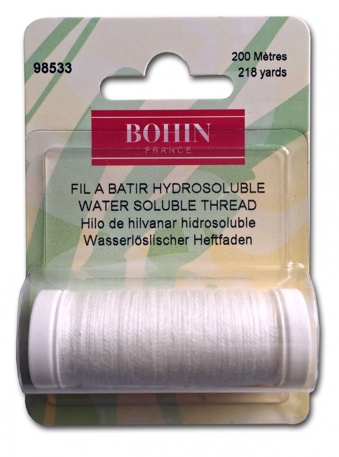 Water Soluble Thread Spool White 220yd for embroidery, applique and sewing projects