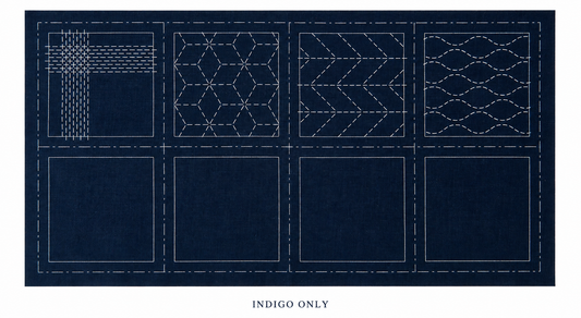 Cosmo Sashiko 100% Cotton Pre-printed Precut Cloth Set For Coasters - Blue