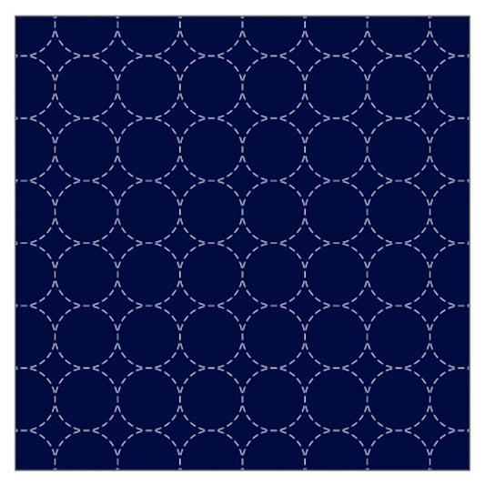 Cosmo Sashiko Cotton & Linen Precut Fabric - Circle Design- Navy