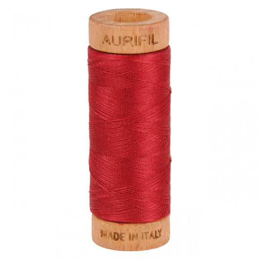 Aurifil Mako 80wt Cotton Thread Solid Burgundy for patchwork, quilting and sewing