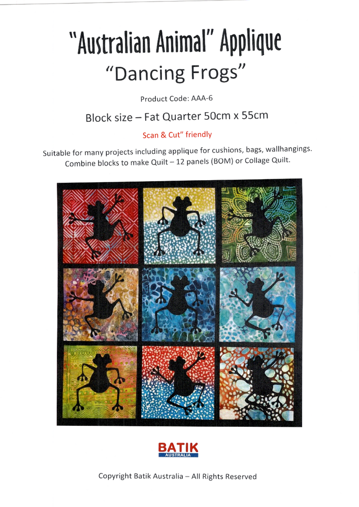 Dancing Frogs Applique Pattern , quilting and craft projects
