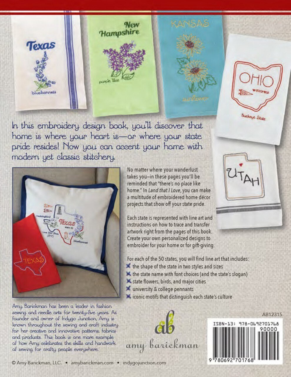 Land That I Love Book: Customise and Embroider Projects for your State , quilting and craft projects