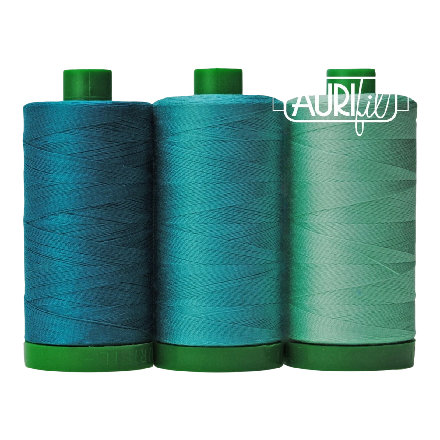 Aurifil 3pc Set Blue Throated Macaw Teal 40wt , piecing and stitching