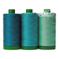Aurifil 3pc Set Blue Throated Macaw Teal 40wt , piecing and stitching
