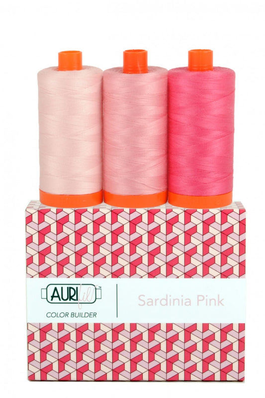 Aurifil 3pc Set Sardinia Pink 50wt , piecing and stitching