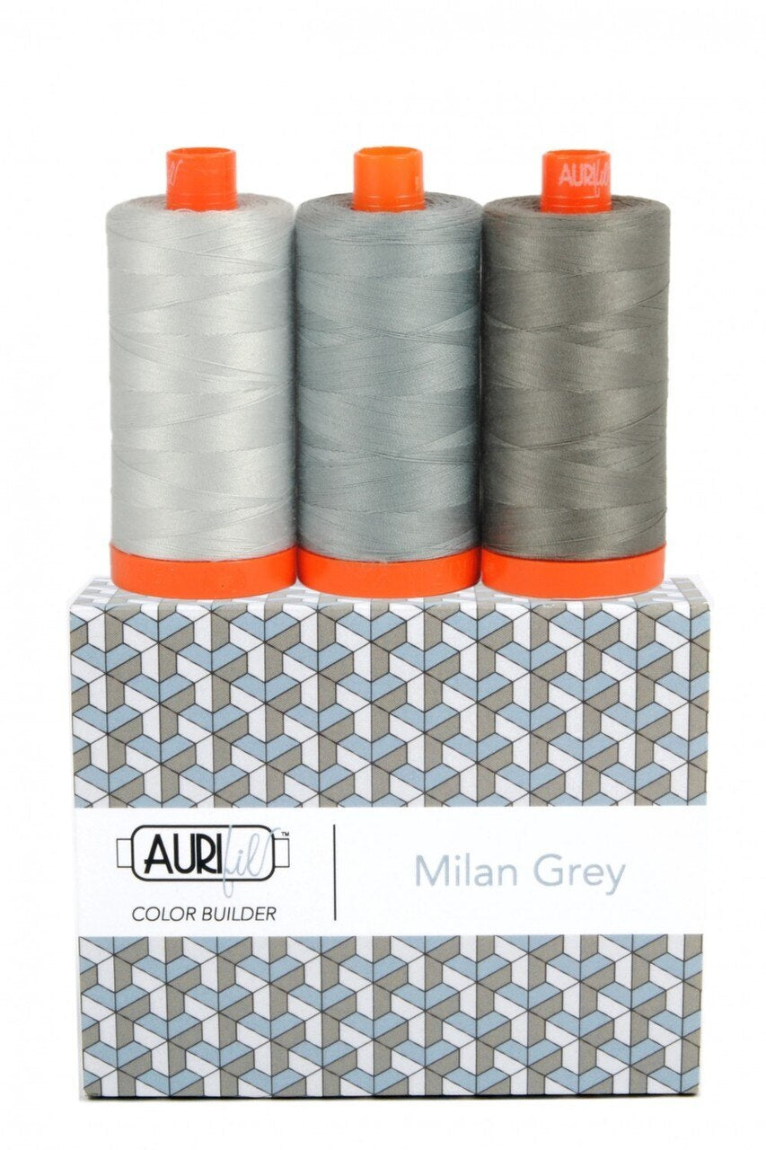 Aurifil 50wt 3-Spool Set Milan Grey