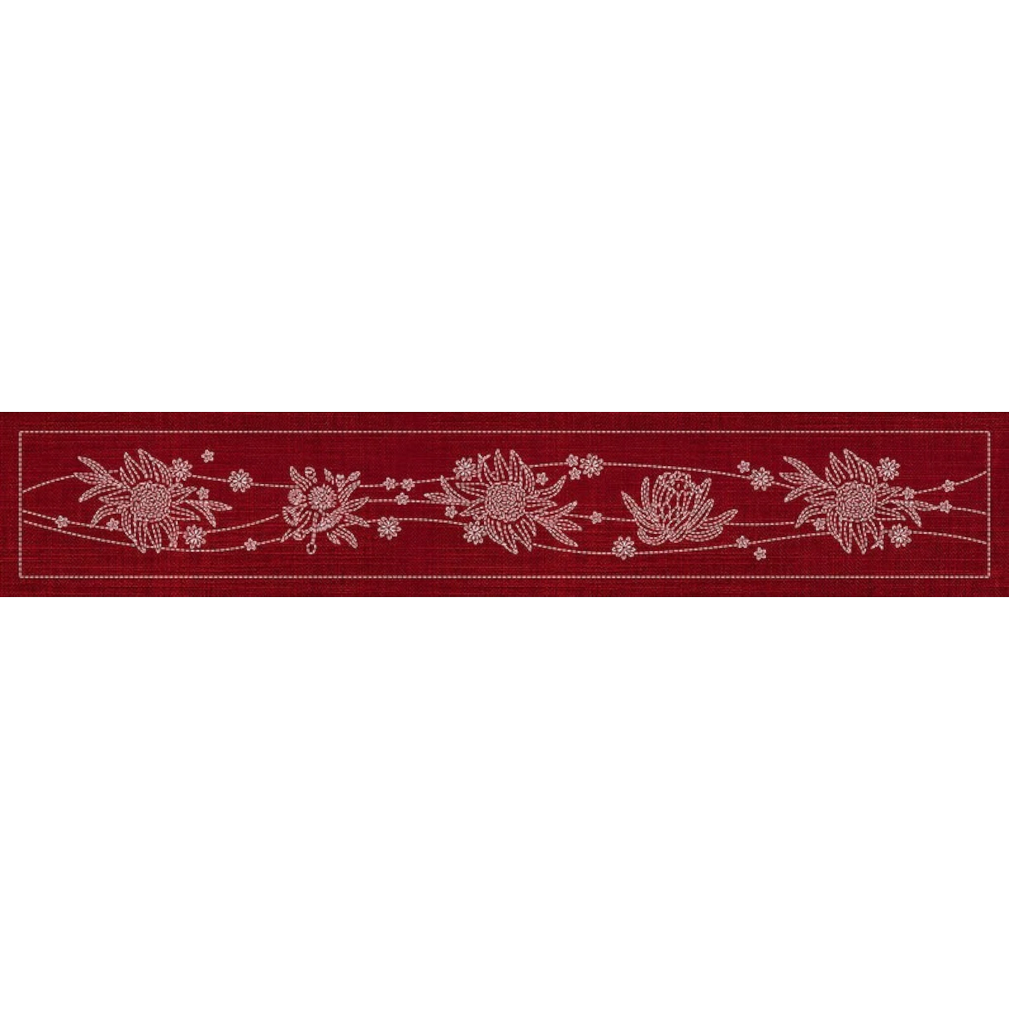 Sashiko Australia Native Flowers 5 Runner , piecing and stitching