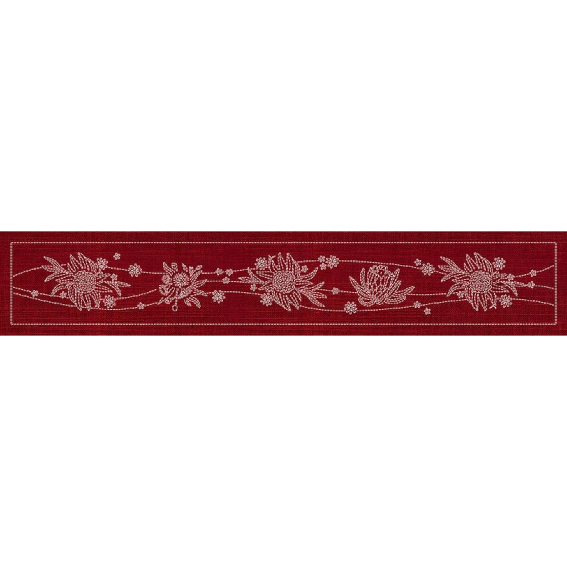 Sashiko Australia Native Flowers 5 Runner , piecing and stitching