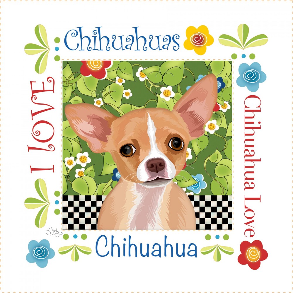 Chihuahua 152 mm Fabric Art Panel by Jody Houghton for patchwork, quilting and sewing