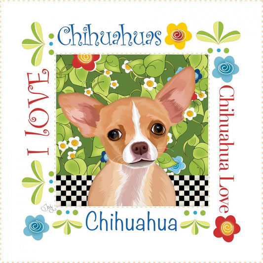 Chihuahua 152 mm Fabric Art Panel by Jody Houghton for patchwork, quilting and sewing