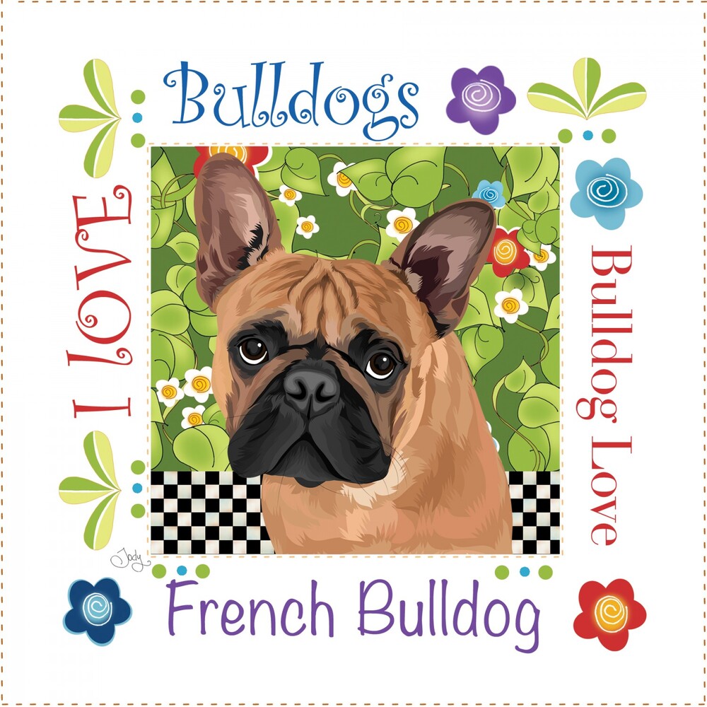 French Bulldog 152 mm Fabric Art Panel by Jody Houghton for patchwork, quilting and sewing