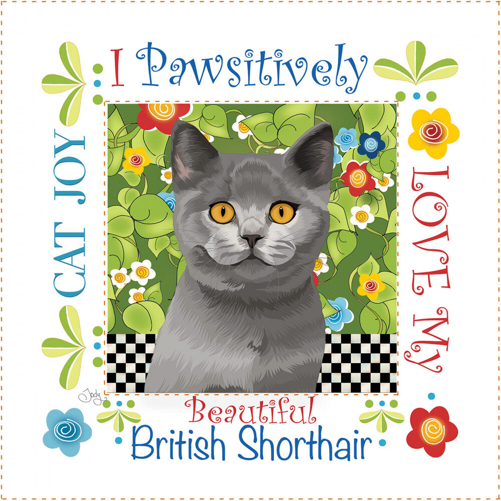 6in Art Panel - BRITISH SHORTHAIR CAT for patchwork, quilting and sewing