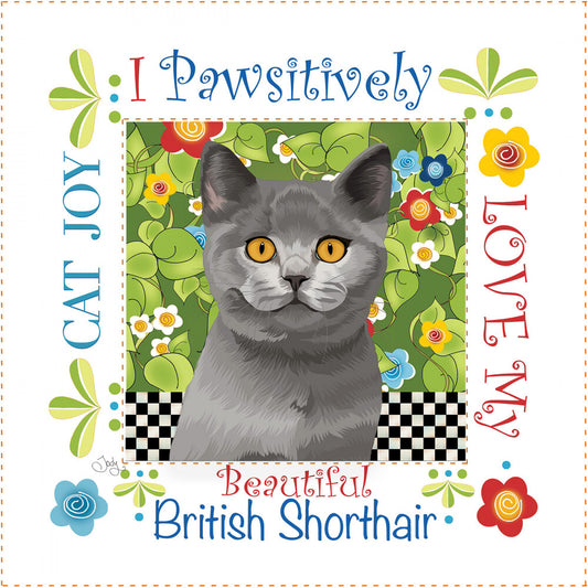 6in Art Panel - BRITISH SHORTHAIR CAT for patchwork, quilting and sewing