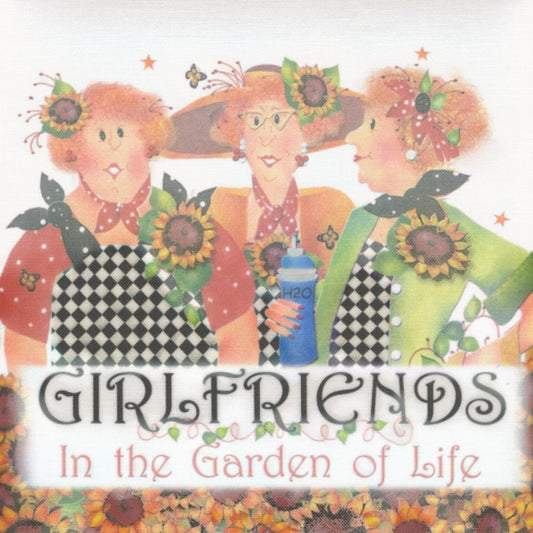 Girlfriends Garden 152 mm Fabric Art Panel by Jody Houghton for patchwork, quilting and sewing