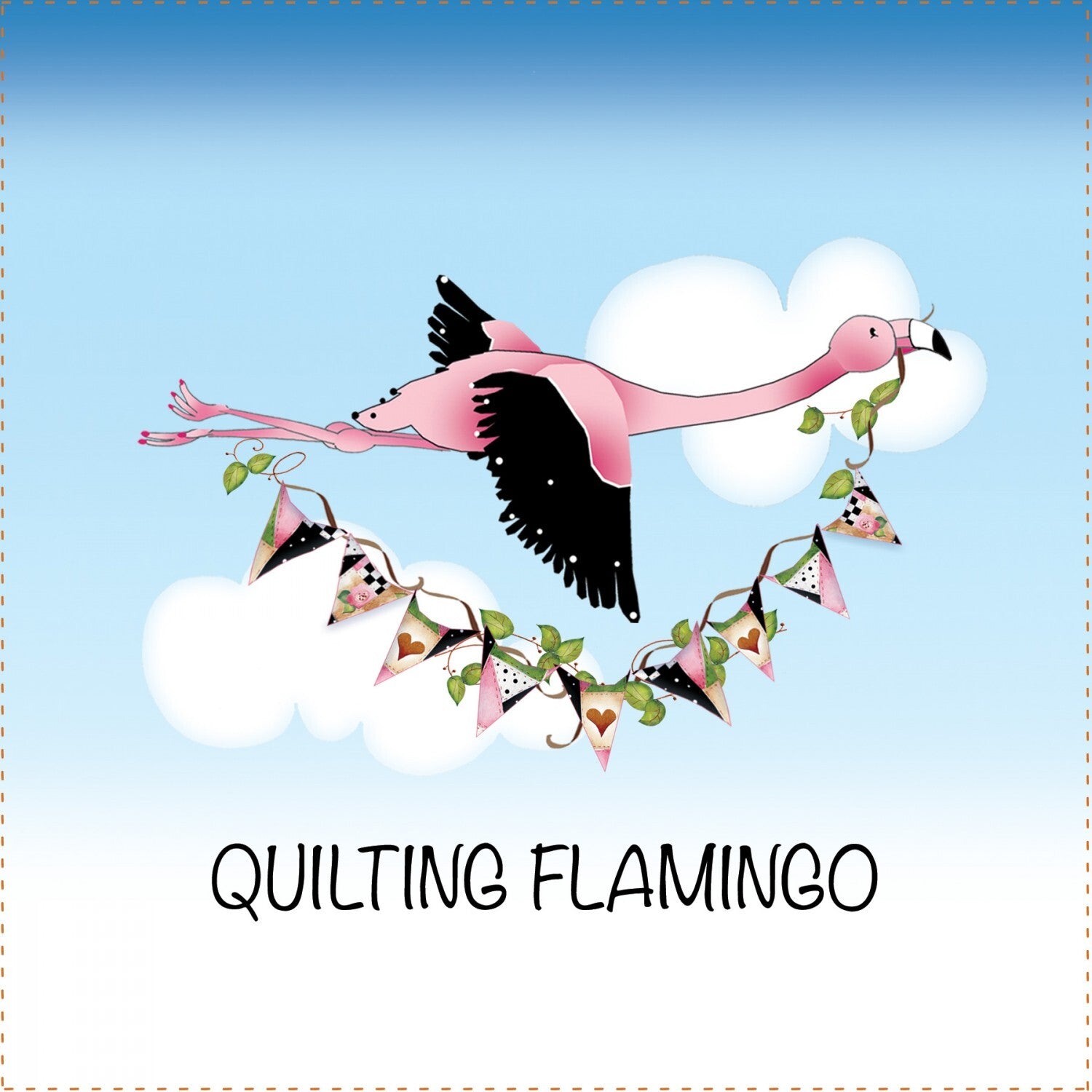Quilt Flamingo 152 mm Fabric Art Panel by Jody Houghton for patchwork, quilting and sewing