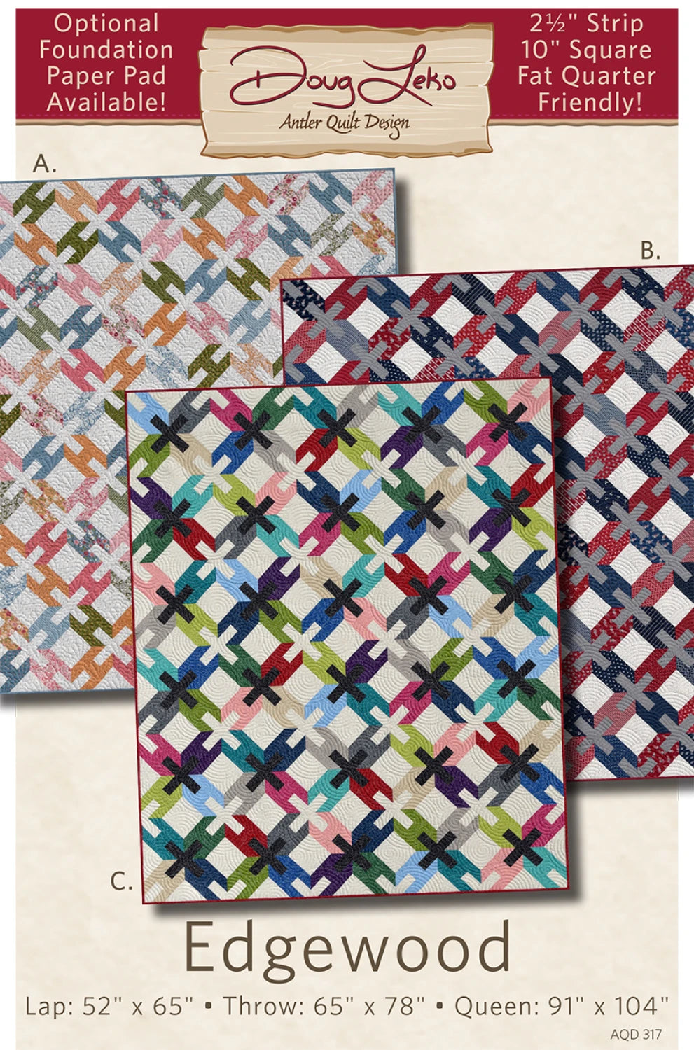 Edgewood Quilt Pattern by Doug Leko - Antler Quilt Design Precut Friendly Pattern