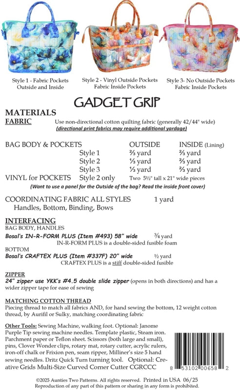 Gadget Grip Bag Pattern , quilting and craft projects