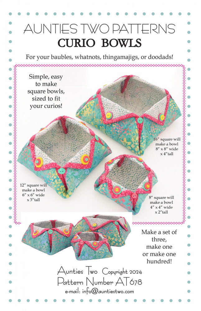 Curio Bowls Pattern , quilting and craft projects