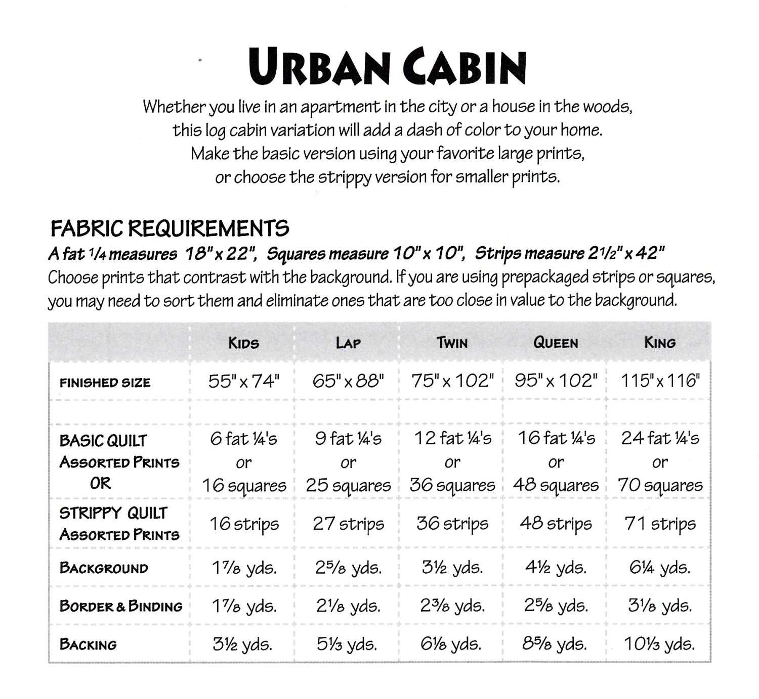 Urban Cabin Quilt Pattern