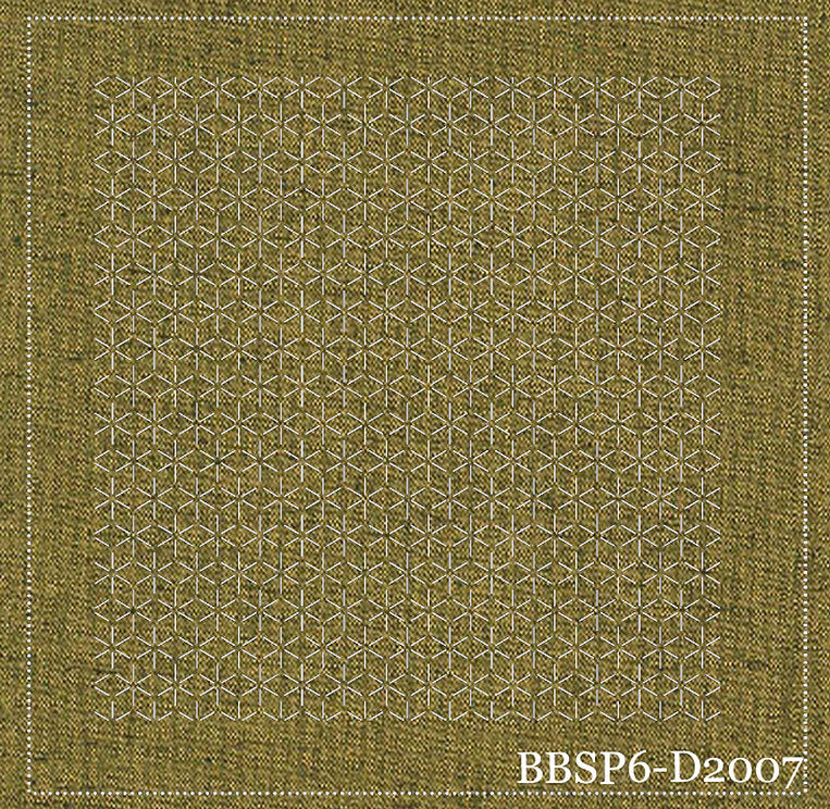 Sashiko Pre-Stencilled Block - Daisy , piecing and stitching