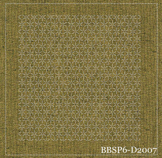 Sashiko Pre-Stencilled Block - Daisy , piecing and stitching