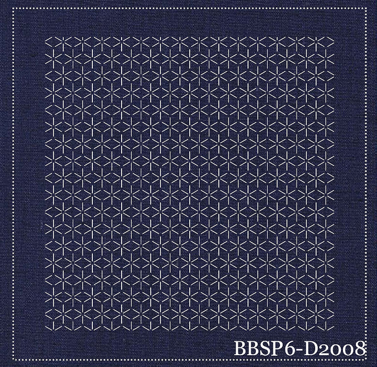 Sashiko Pre-Stencilled Block - Daisy , piecing and stitching
