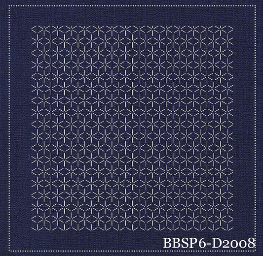 Sashiko Pre-Stencilled Block - Daisy , piecing and stitching