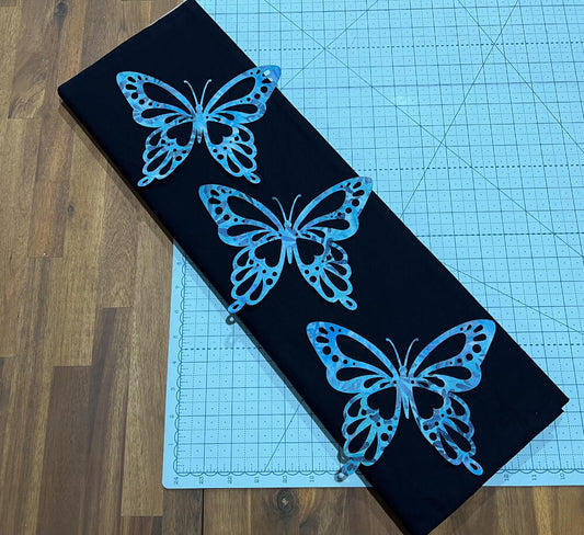 Blue Batik Butterfly Silhouette - Set of 3 for patchwork, quilting and sewing
