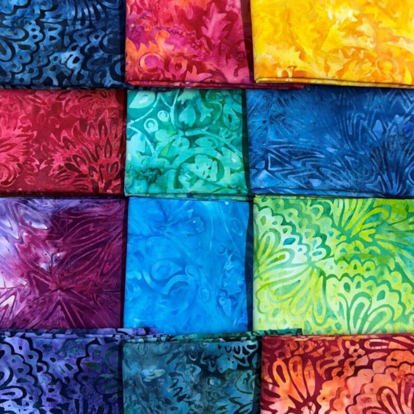 Batik Jewel FQ Stack 12pc for patchwork, quilting and sewing