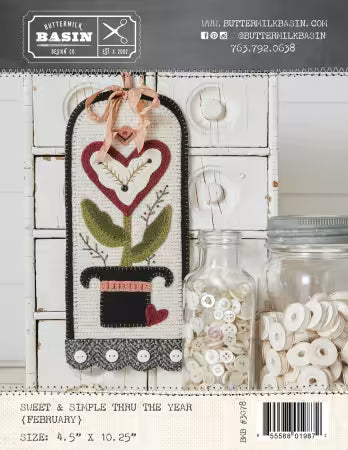 Sweet and Simple February Appliqué Pattern – Buttermilk Basin