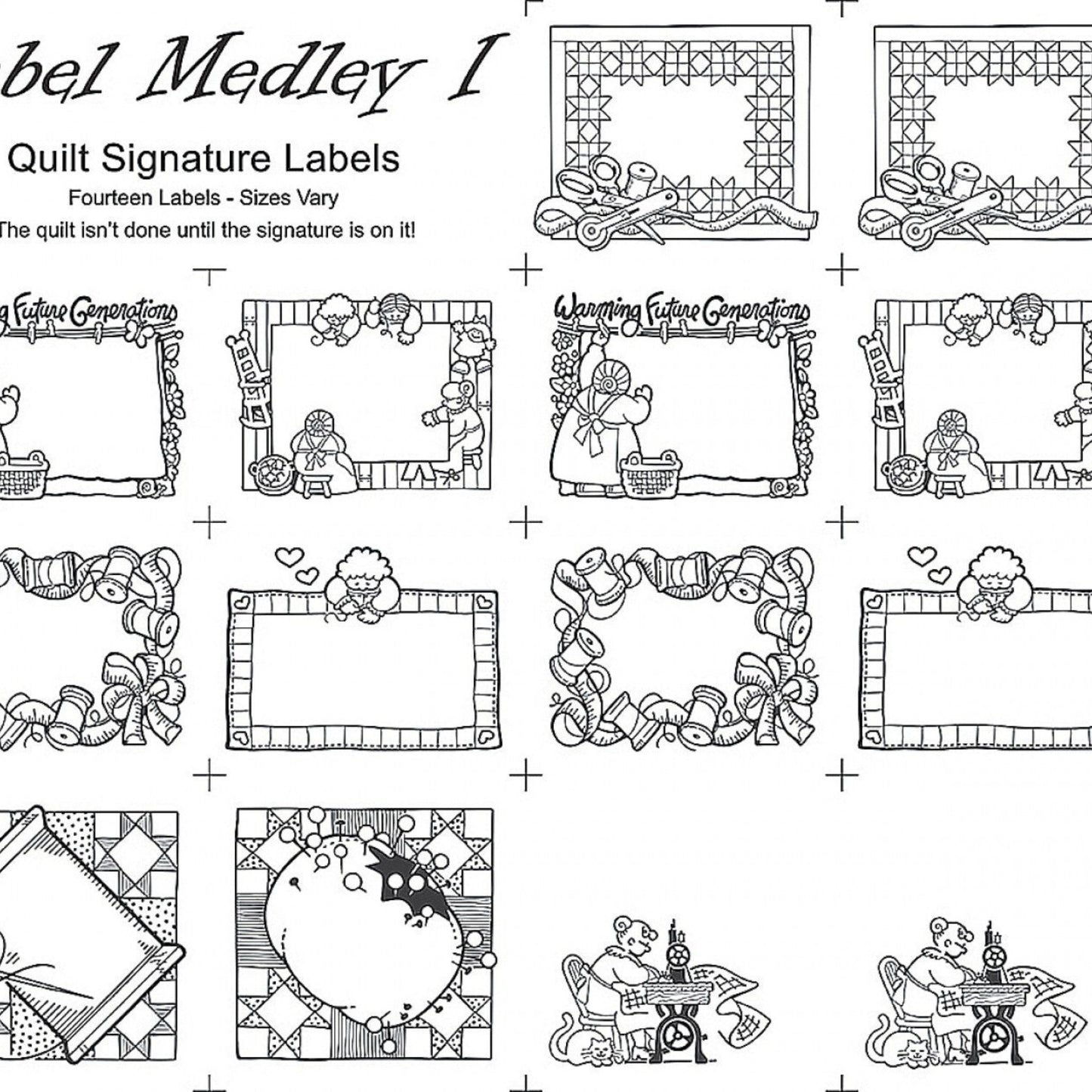 Medley Labels 1 Panel - Natural With Black Writing for patchwork, quilting and sewing