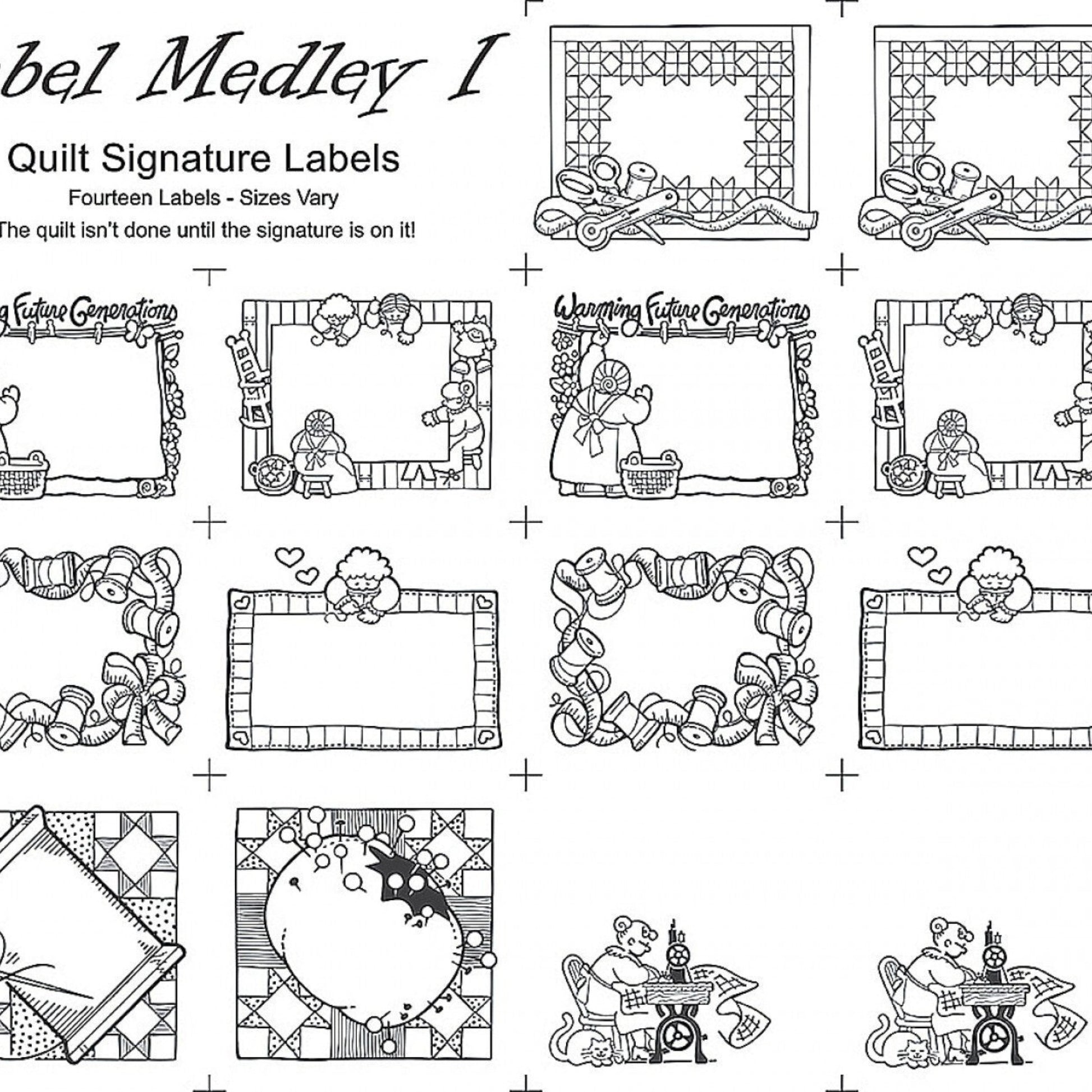 Medley Labels 1 Panel - Natural With Black Writing for patchwork, quilting and sewing