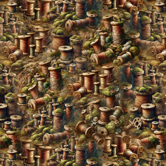 Forget Me Not - Moss Thread and Moss-203 mm repeat , piecing and stitching