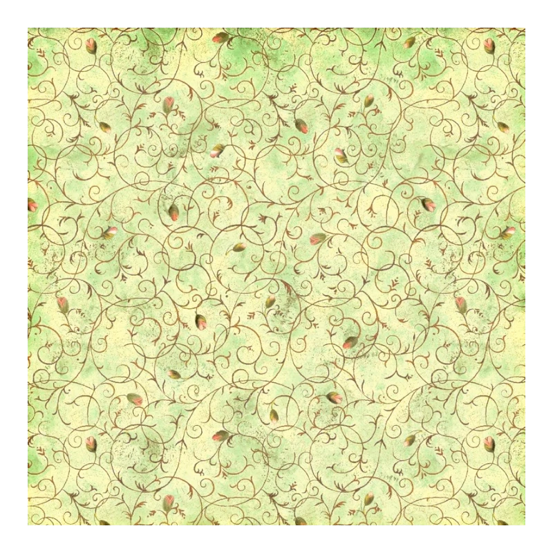 Enchanted Canopy - Lt. Green Scroll With Rosebuds 152 mm Repeat sewing and quilting product