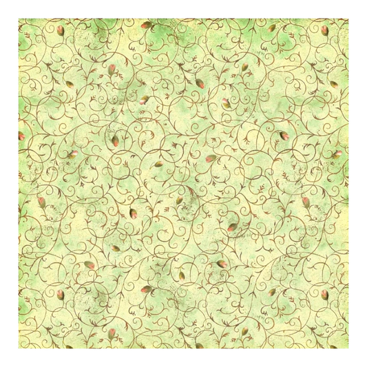 Enchanted Canopy - Lt. Green Scroll With Rosebuds 152 mm Repeat sewing and quilting product