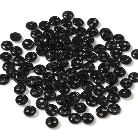 Buttons 3 mm for Crafting - Black 10pk for garments, sewing and craft projects