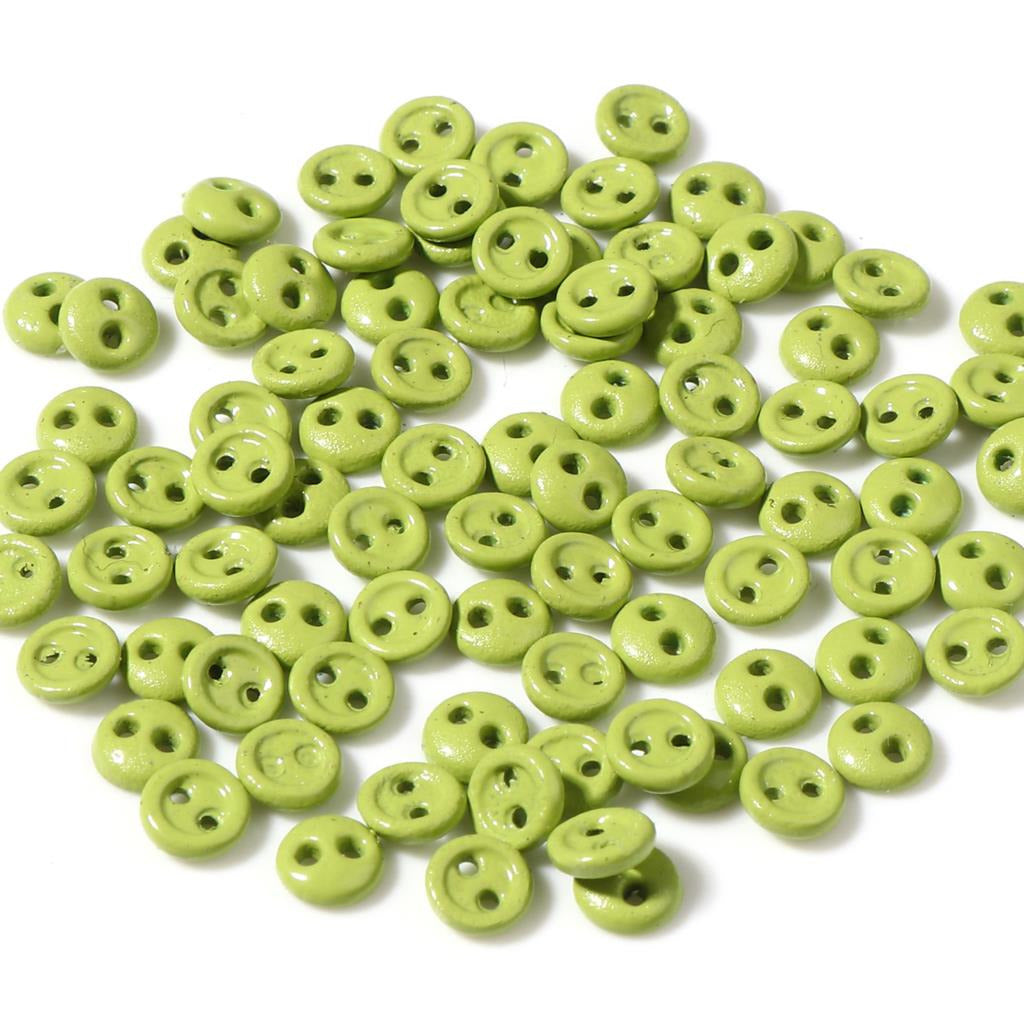 Buttons 3 mm for Crafting - Lime Green for garments, sewing and craft projects