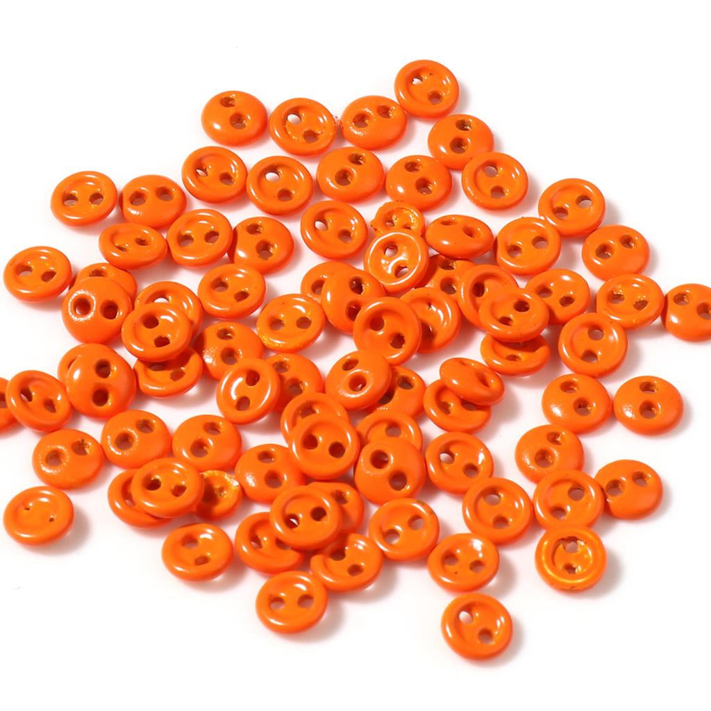 Buttons 3 mm for Crafting - Orange for garments, sewing and craft projects