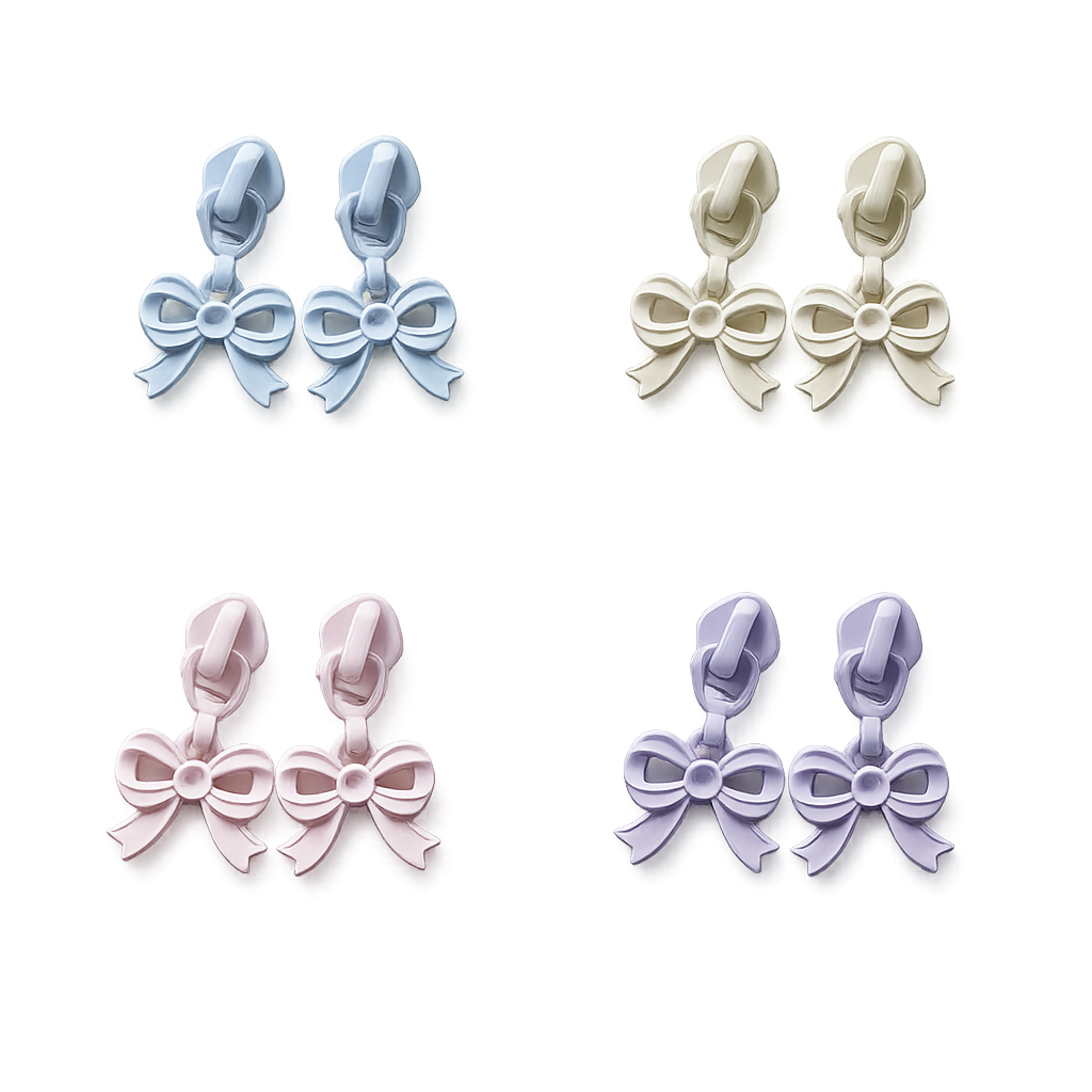 Zipper Pulls – Laced Bow Pastel Shades 2 Pack | #5 Nylon Zippers