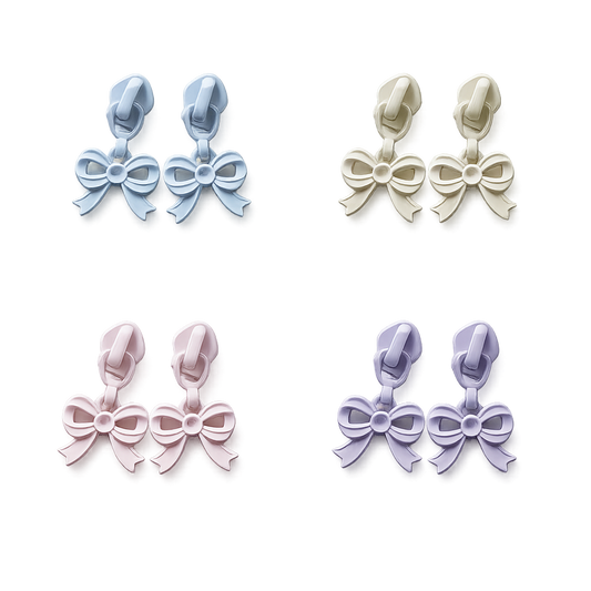 Zipper Pulls – Laced Bow Pastel Shades 2 Pack | #5 Nylon Zippers