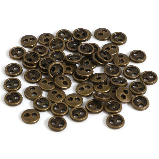 Buttons 3 mm - Metallic Antique 10pk for garments, sewing and craft projects
