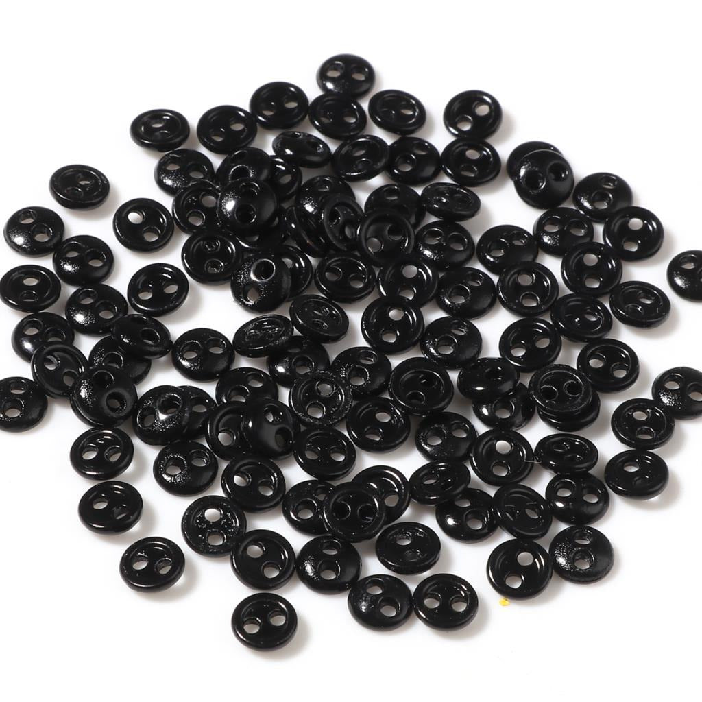 Buttons Mini 4 mm - 2 Hole Black 10 pk for garments, sewing and craft projects