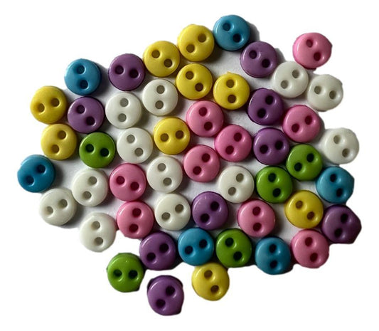 Buttons Mini 4 mm - 2 Hole Pastel 50pk for garments, sewing and craft projects