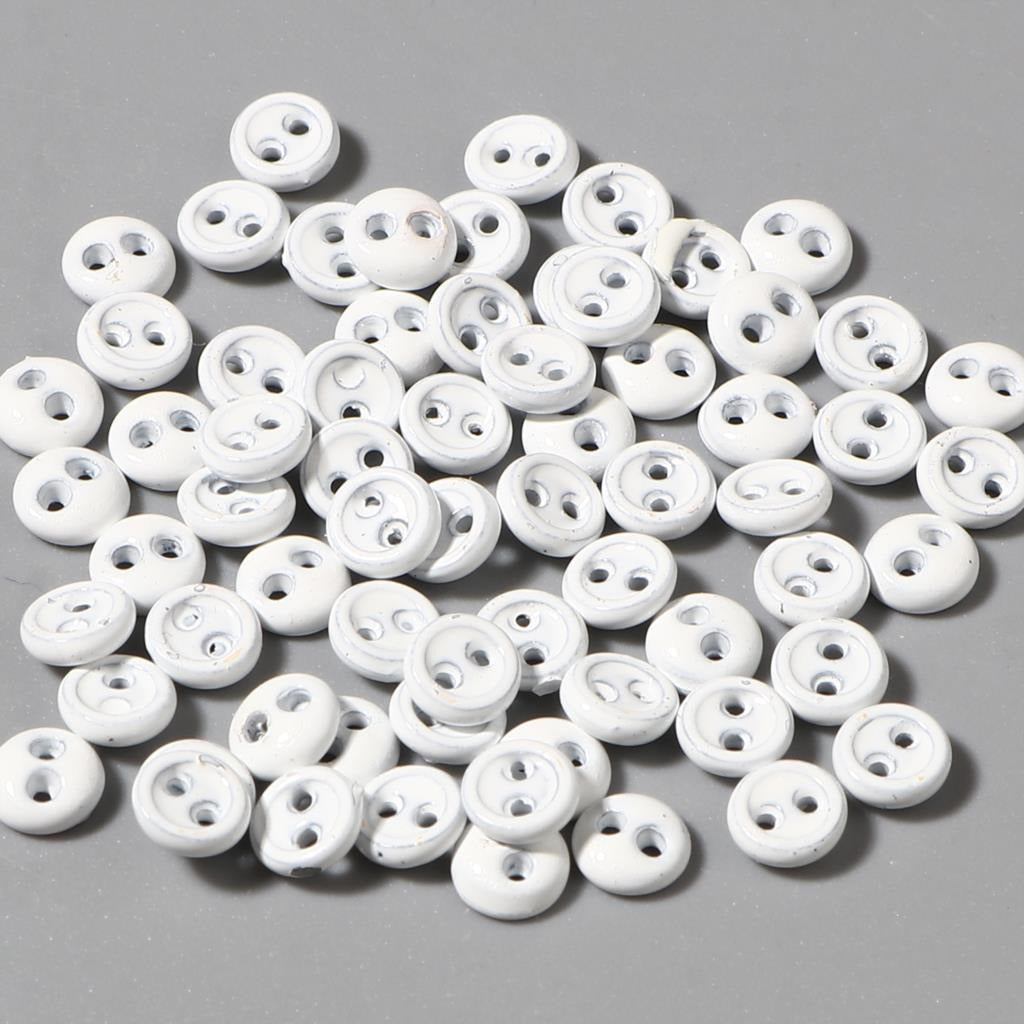 Buttons Mini 4 mm - 2 Hole White Colour for garments, sewing and craft projects