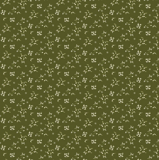Christmas Greetings - Berries Green | 1 Yard Cut