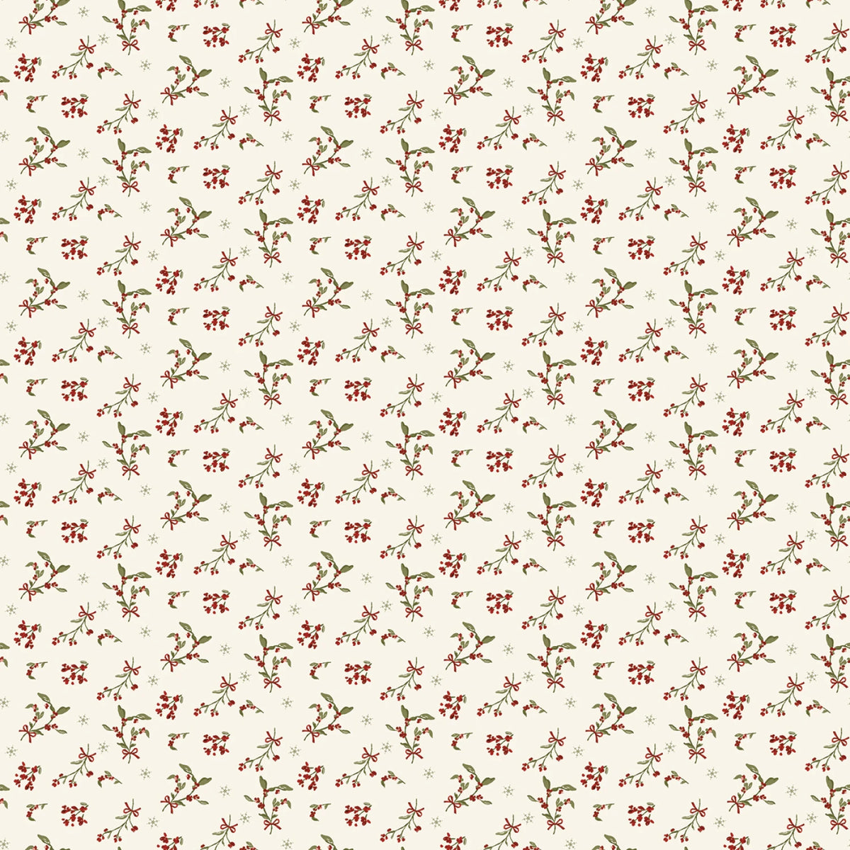 Christmas Greetings - Berries Cream | 1 Yard Cut